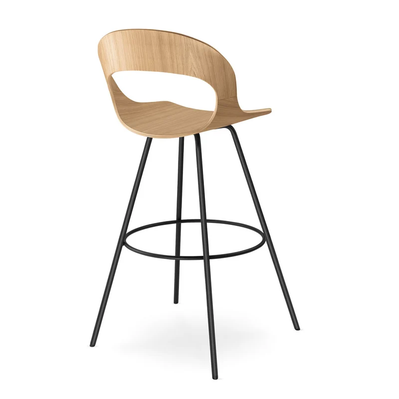 YOS B3 Lotus Design Barhocker | Tresenstuhl | Echtholz Furnier Eiche | mit Polster