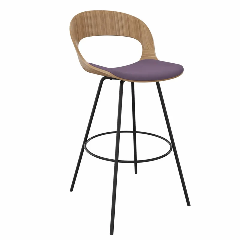 YOS B3 Lotus Design Barhocker | Tresenstuhl | Echtholz Furnier Eiche | mit Polster
