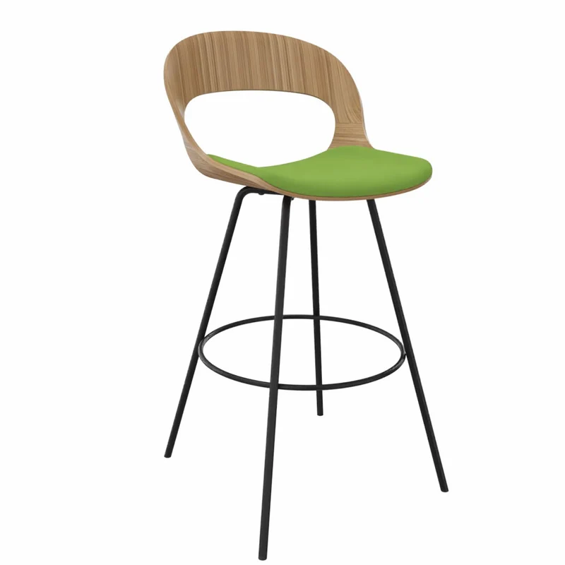 YOS B3 Lotus Design Barhocker | Tresenstuhl | Echtholz Furnier Eiche | mit Polster