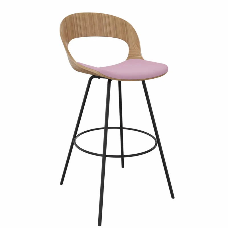 YOS B3 Lotus Design Barhocker | Tresenstuhl | Echtholz Furnier Eiche | mit Polster