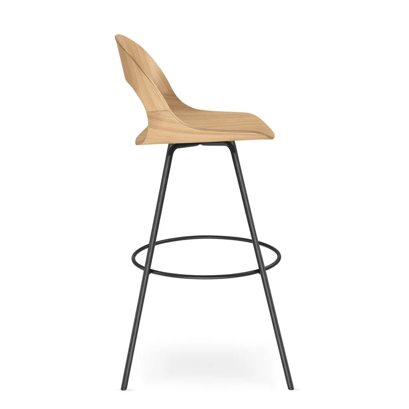 YOS B3 Lotus Design Barhocker | Tresenstuhl | Echtholz Furnier Eiche | mit Polster