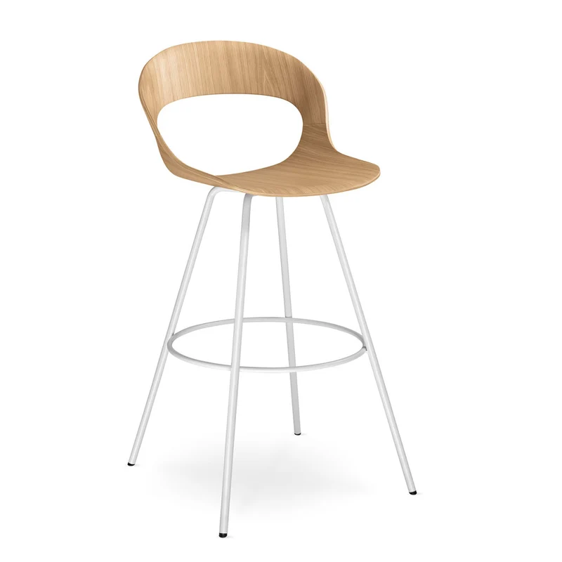 YOS B3 Lotus Design Barhocker | Tresenstuhl | Echtholz Furnier Eiche | mit Polster