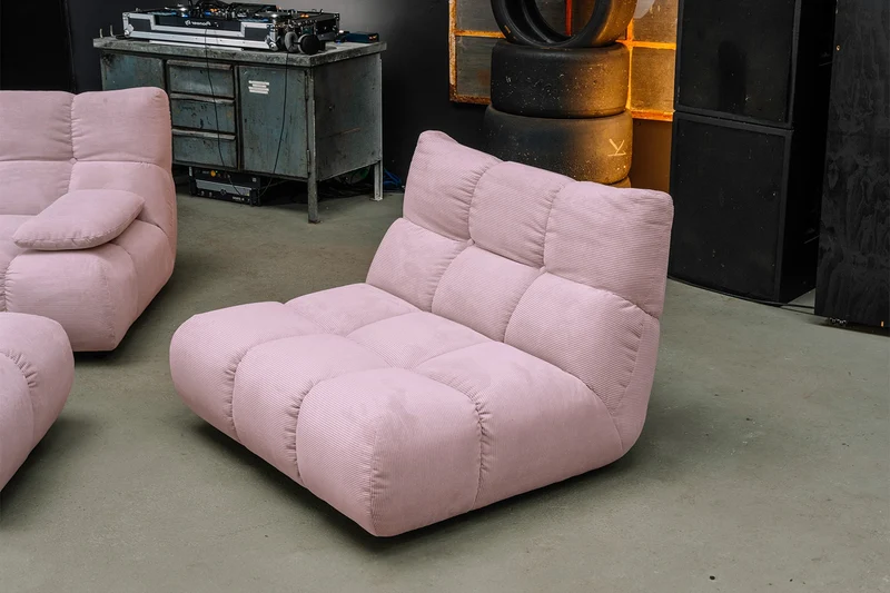 KAWOLA Sitzgruppe VIVIEN Ecksofa Drehsessel Hockerbank Feincord rosa