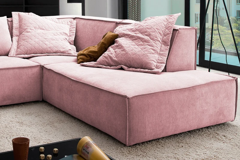 KAWOLA Sofa SAMU Ecksofa Stoff rosa