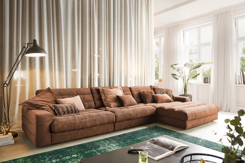 KAWOLA Sofa LANA XL Ecksofa Cord rost