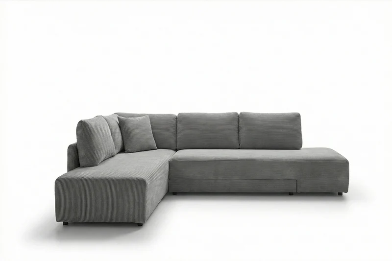 KAWOLA Schlafsofa SADIRA Ecksofa Cord grau