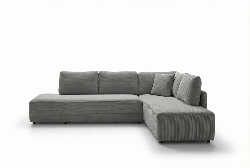 KAWOLA Schlafsofa SADIRA Ecksofa Cord grau