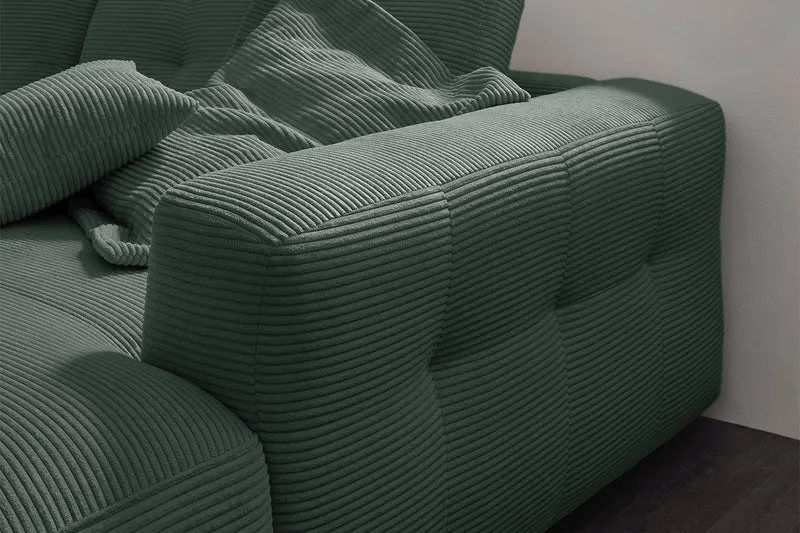KAWOLA Sofa MIKA Ecksofa Cord smaragd