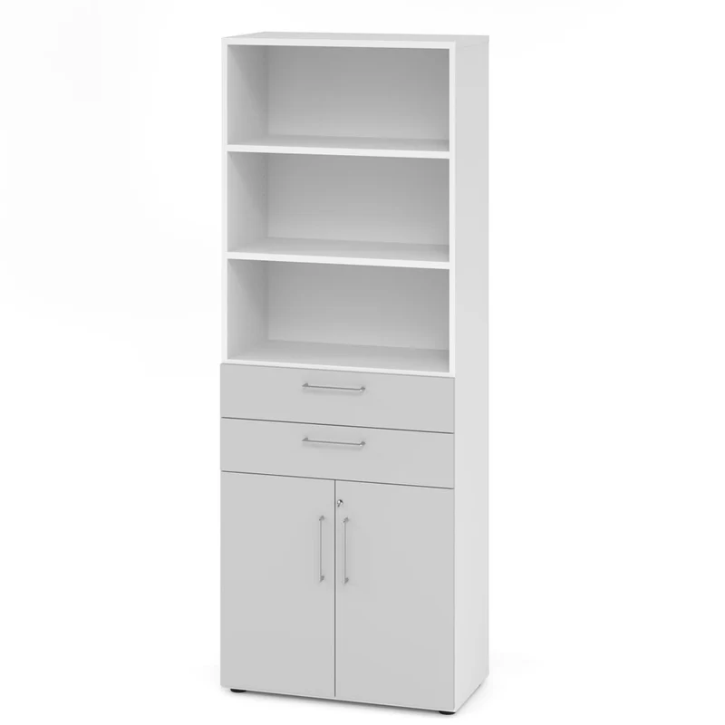 Hammerbacher Schubkasten-Schrank Serie 9, Kombischrank 6 OH, 2 Schübe, 3 Fach, abschließbar 80 x 215,6 x 42cm(B/H/T)
