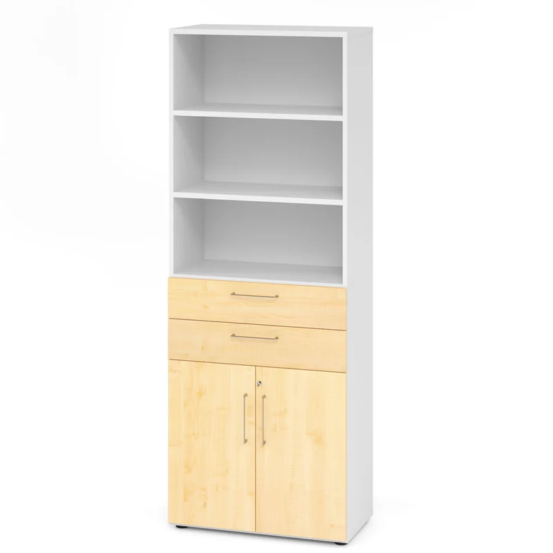 Hammerbacher Schubkasten-Schrank Serie 9, Kombischrank 6 OH, 2 Schübe, 3 Fach, abschließbar 80 x 215,6 x 42cm(B/H/T)