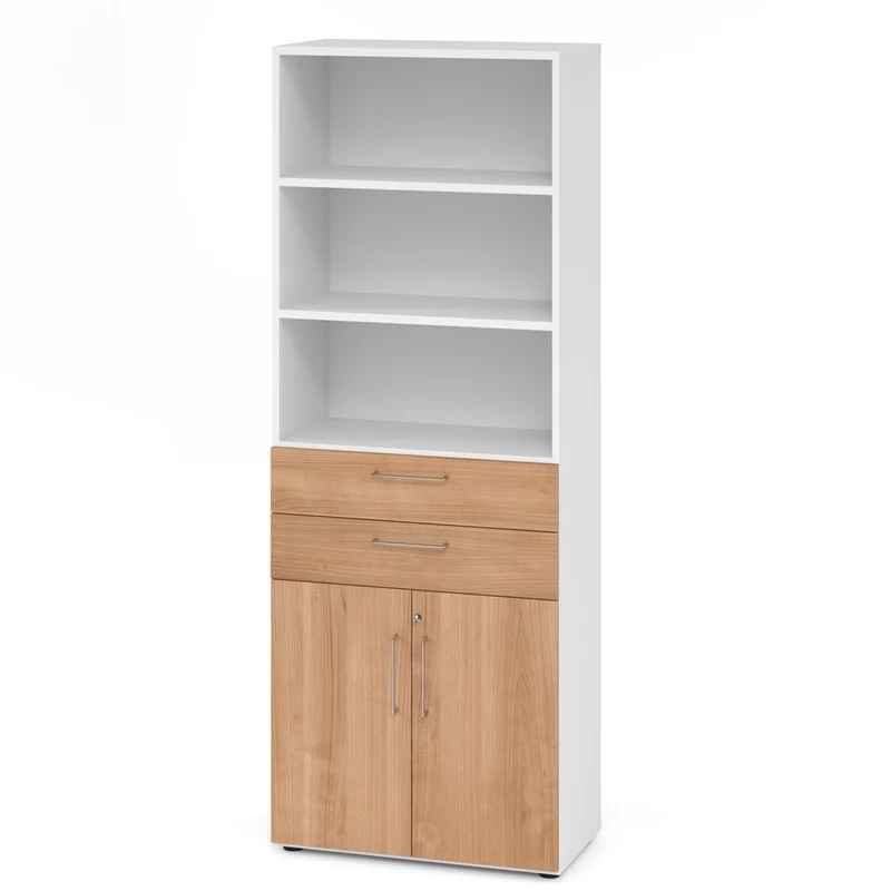 Hammerbacher Schubkasten-Schrank Serie 9, Kombischrank 6 OH, 2 Schübe, 3 Fach, abschließbar 80 x 215,6 x 42cm(B/H/T)