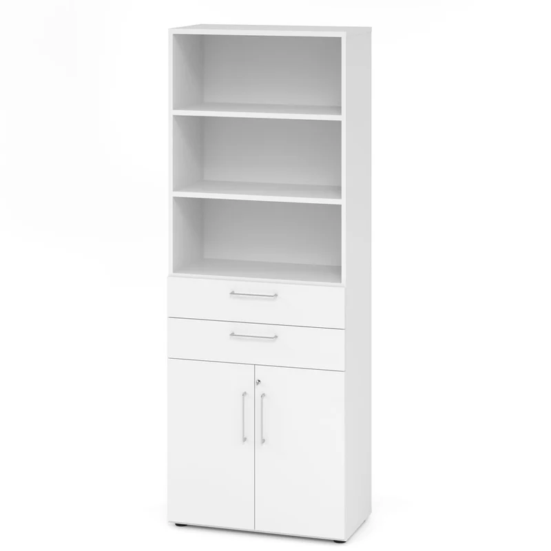 Hammerbacher Schubkasten-Schrank Serie 9, Kombischrank 6 OH, 2 Schübe, 3 Fach, abschließbar 80 x 215,6 x 42cm(B/H/T)