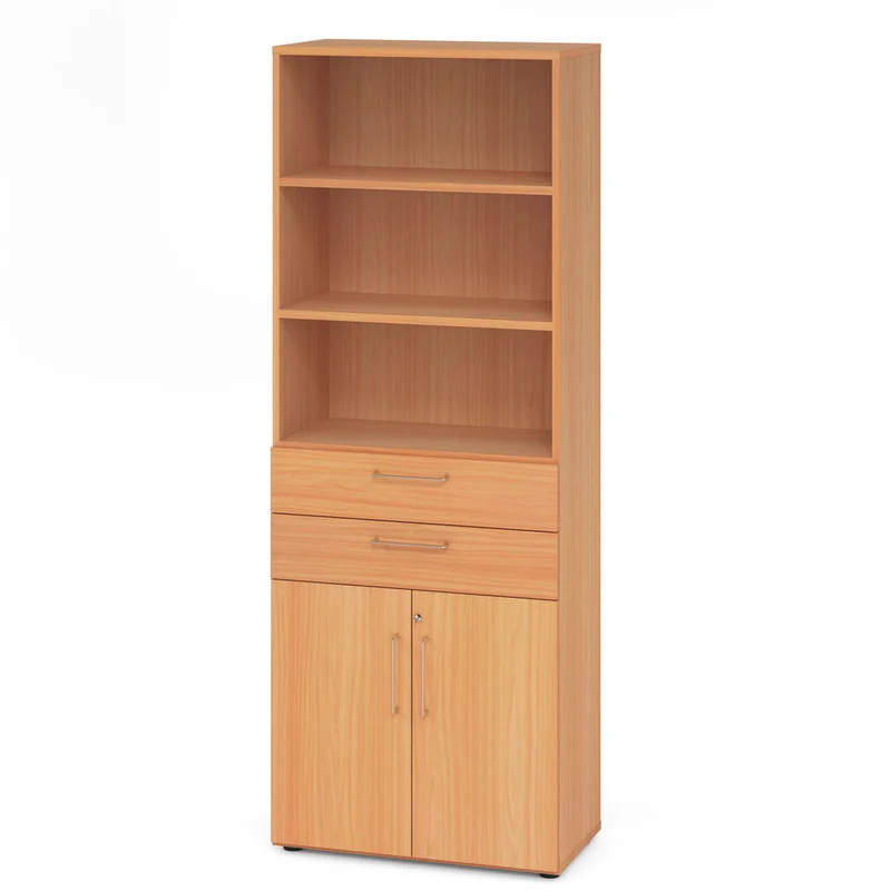 Hammerbacher Schubkasten-Schrank Serie 9, Kombischrank 6 OH, 2 Schübe, 3 Fach, abschließbar 80 x 215,6 x 42cm(B/H/T)