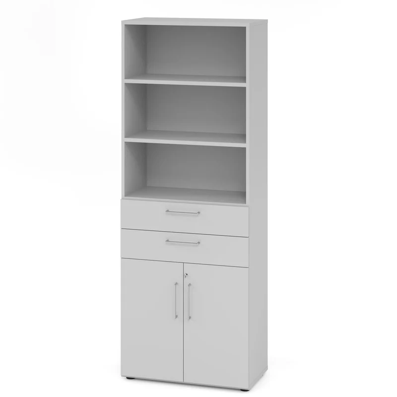Hammerbacher Schubkasten-Schrank Serie 9, Kombischrank 6 OH, 2 Schübe, 3 Fach, abschließbar 80 x 215,6 x 42cm(B/H/T)