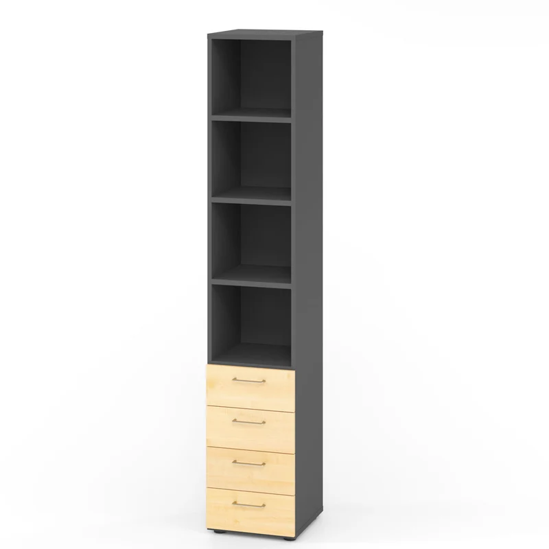 Hammerbacher Schubkasten-Schrank Serie 9, Kombischrank 6 OH, 4 Schübe, 4 Fach 40 x 215,6 x 42cm(B/H/T)