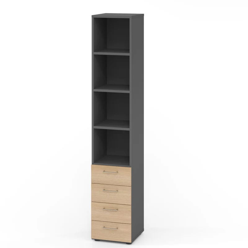 Hammerbacher Schubkasten-Schrank Serie 9, Kombischrank 6 OH, 4 Schübe, 4 Fach 40 x 215,6 x 42cm(B/H/T)