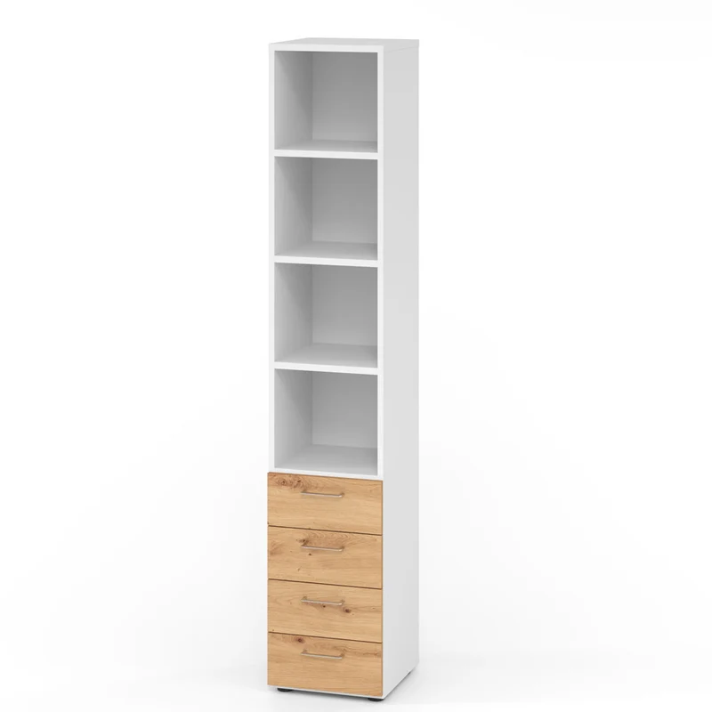 Hammerbacher Schubkasten-Schrank Serie 9, Kombischrank 6 OH, 4 Schübe, 4 Fach 40 x 215,6 x 42cm(B/H/T)