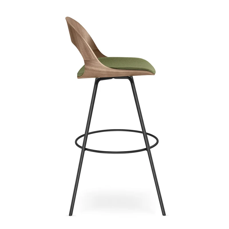YOS B3 Lotus Design Barhocker | Tresenstuhl | Echtholz Furnier Walnuß | mit Polster