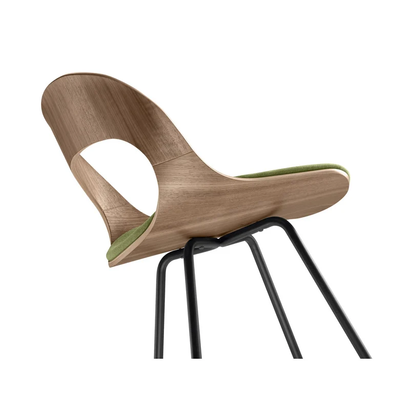 YOS B3 Lotus Design Barhocker | Tresenstuhl | Echtholz Furnier Walnuß | mit Polster