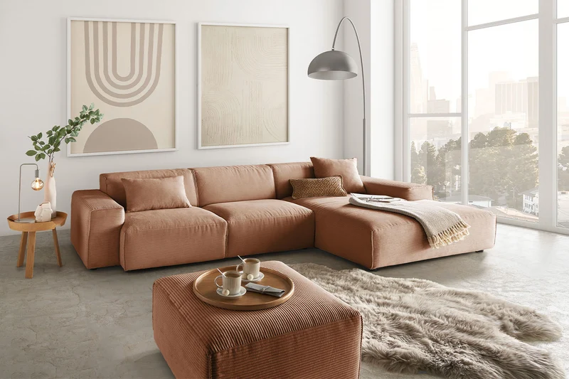 KAWOLA Sofa RANI Ecksofa Cord rost