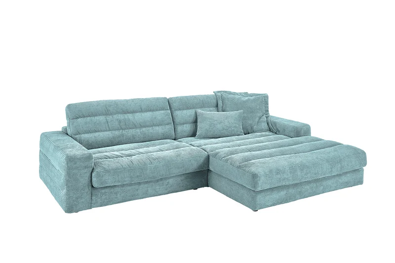 KAWOLA Sofa LANA Ecksofa Cord hellblau