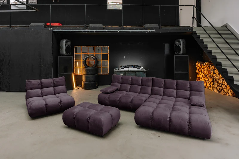 KAWOLA Polsterhocker VIVIEN Hockerbank Velvet purple