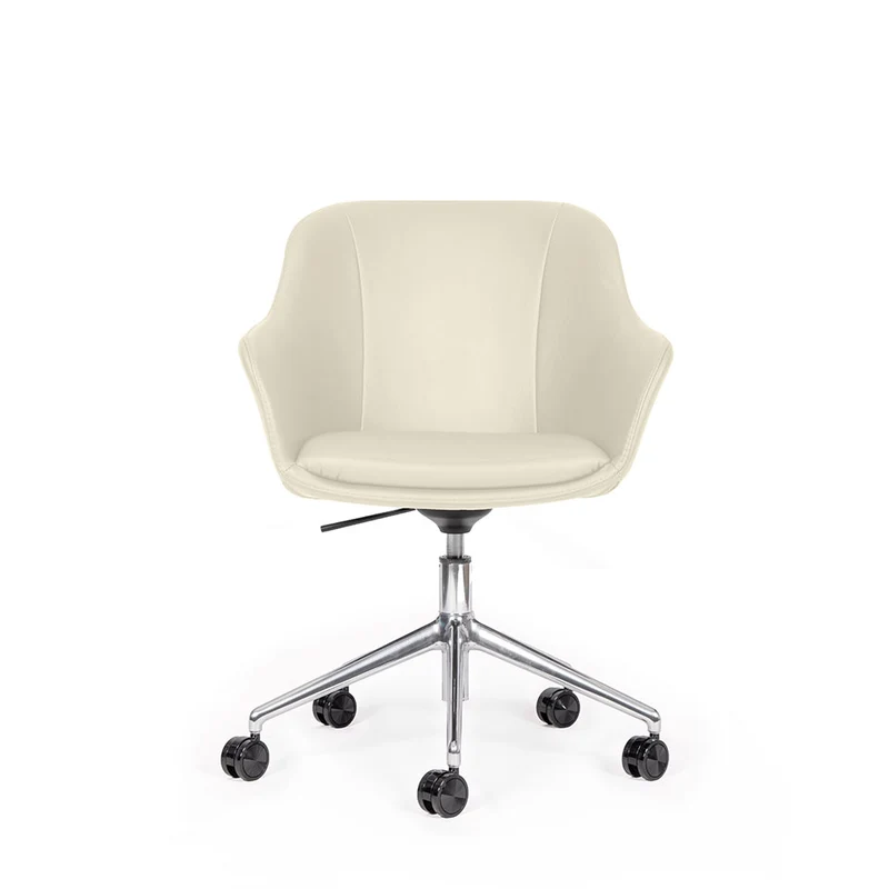 lento Smart Cosy D high Leder | Gestell schwarz & Alu | Konferenzstuhl | Echtleder | Wippfunktion & Rollen