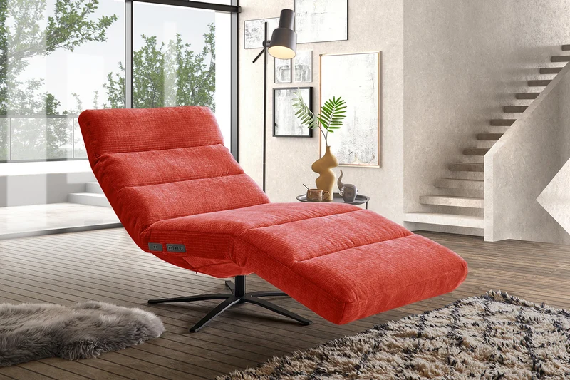 KAWOLA Relaxliege ALINA motorisch Cord Vintage rot
