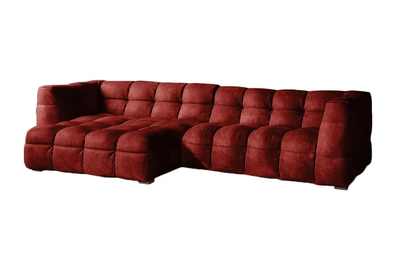 KAWOLA Sofa ROSARIO Ecksofa Velvet bordeaux