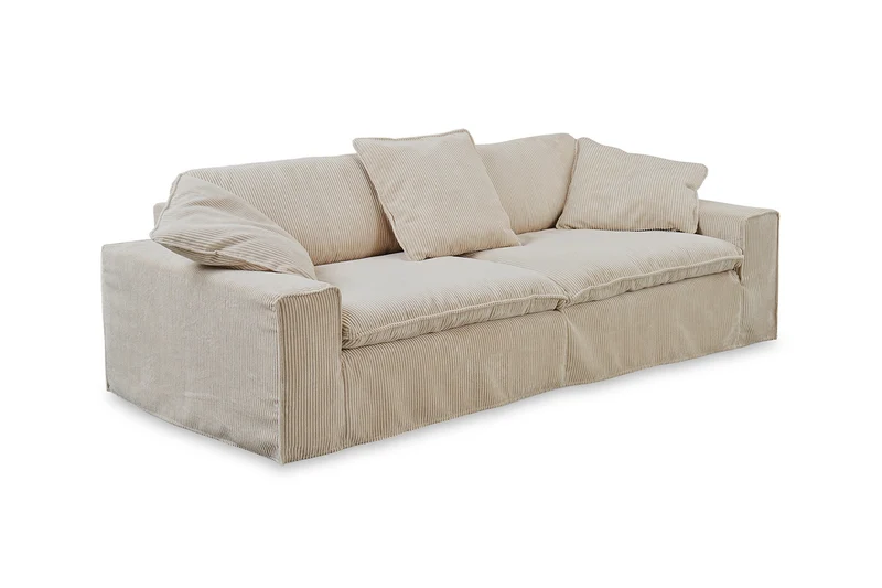 KAWOLA Sofa NETTA 3-Sitzer Bezug abziehbar Cord cremeweiß