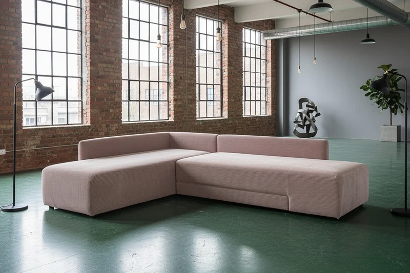 KAWOLA Schlafsofa SADIRA Ecksofa Cord taupe