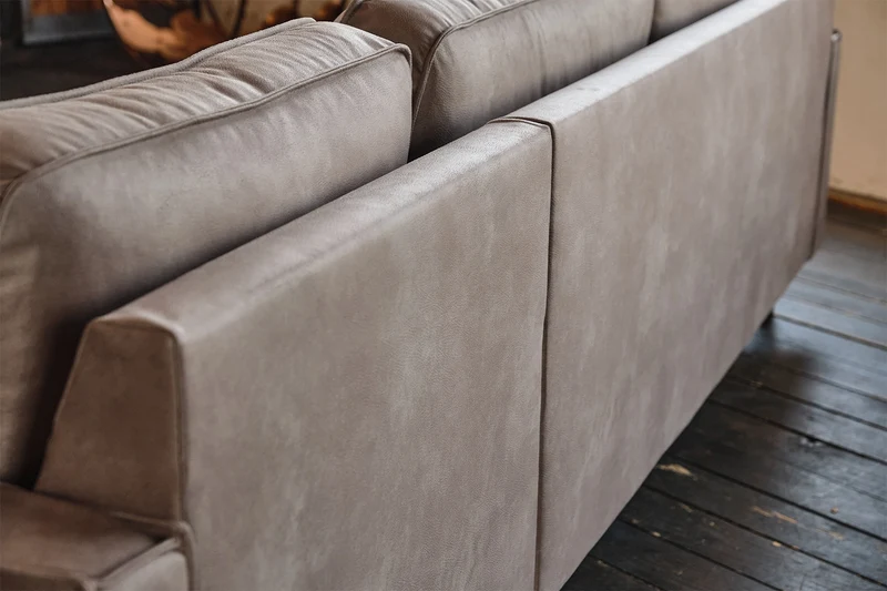 KAWOLA Ecksofa VILNIUS 3-Sitzer mit Longchair Lederfaserstoff anthrazit