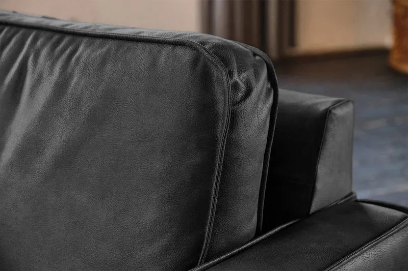 KAWOLA Ecksofa VILNIUS 3-Sitzer mit Longchair Lederfaserstoff schwarz