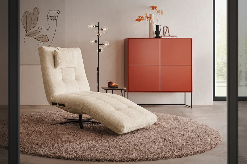 KAWOLA Relaxliege LETICIA motorisch Stoff beige