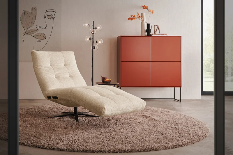 KAWOLA Relaxliege LETICIA motorisch Stoff beige