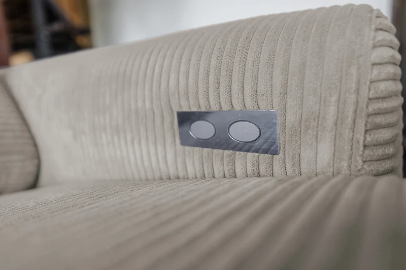 KAWOLA Sofa LAISKA Ecksofa Relaxfunktion teilmotorisch Cord steingrau