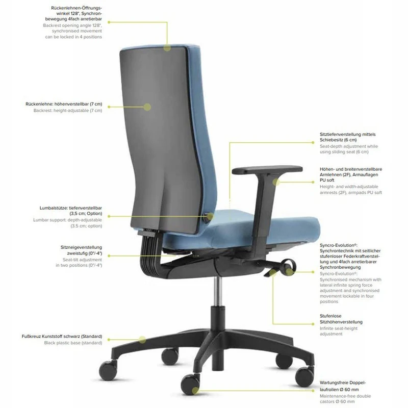 Ergonomischer Bürostuhl Dauphin @JUST EVO OPERATOR AJ 4876_SLP