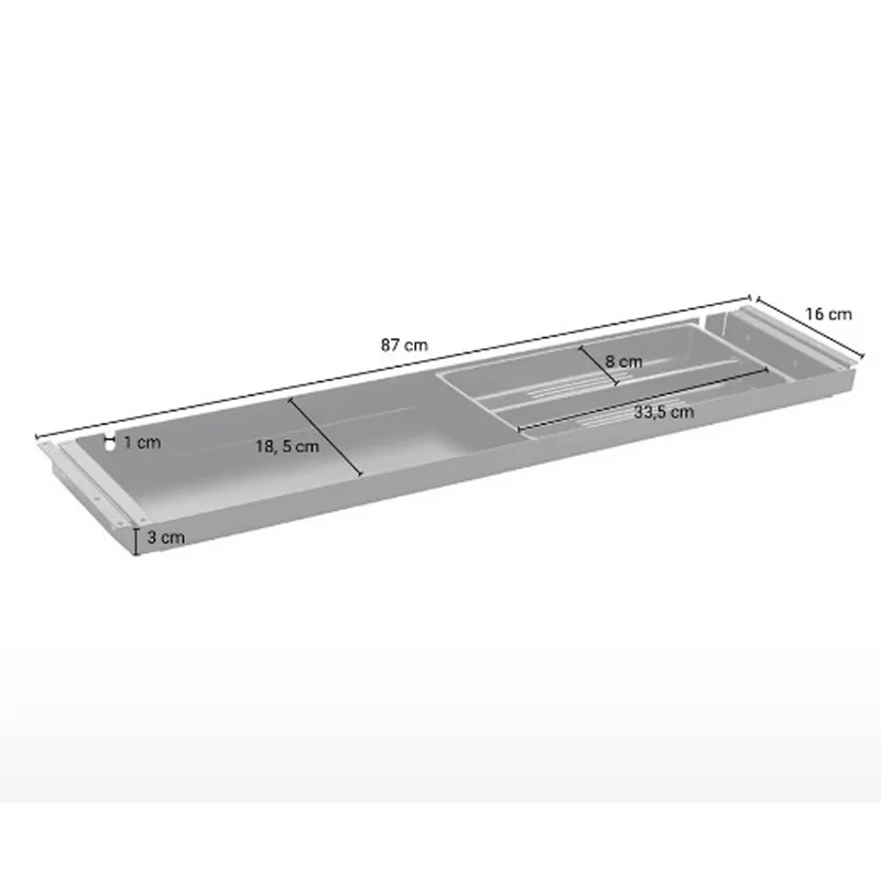 Unterbauschublade Schreibtisch Schublade Ultra Pen - Ultra flach - ohne Schloß - B 87 x T 18,6 x H 2,3/4,3 cm