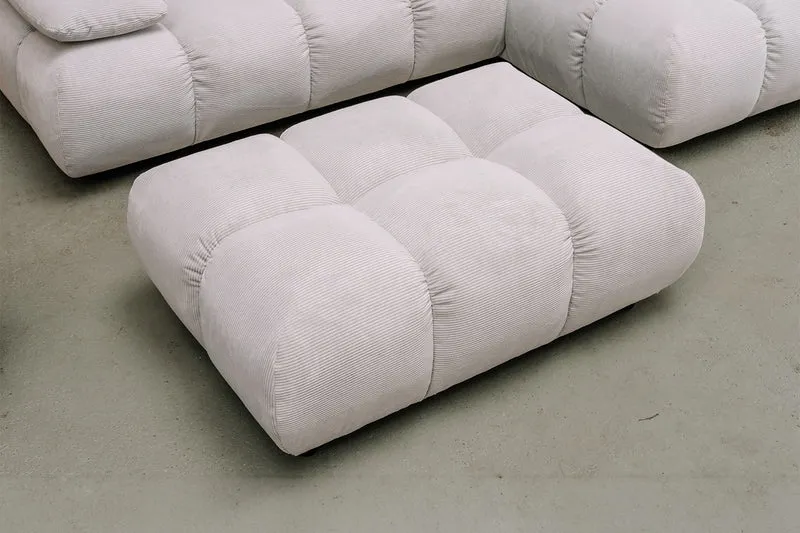 KAWOLA Sitzgruppe VIVIEN Ecksofa Drehsessel Hockerbank Feincord silber