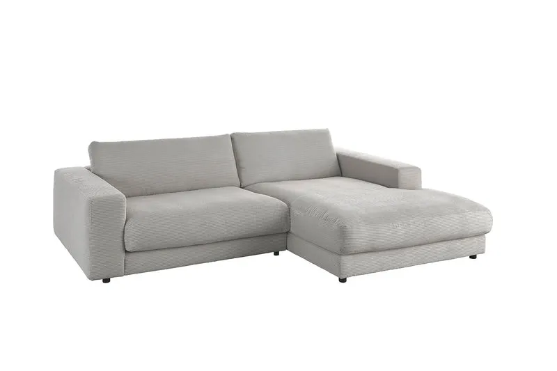 KAWOLA Sofa MADELINE Ecksofa mit Longchair Cord steingrau