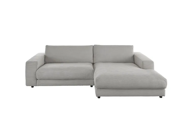 KAWOLA Sofa MADELINE Ecksofa mit Longchair Cord steingrau