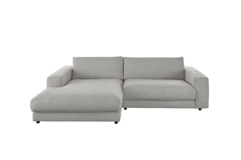 KAWOLA Sofa MADELINE Ecksofa mit Longchair Cord steingrau