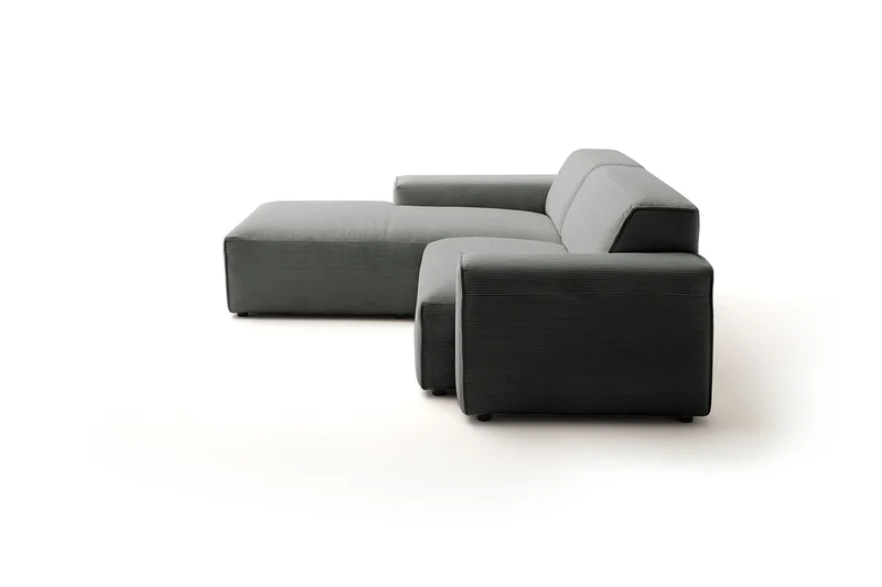KAWOLA Sofa RANI Ecksofa Feincord anthrazit