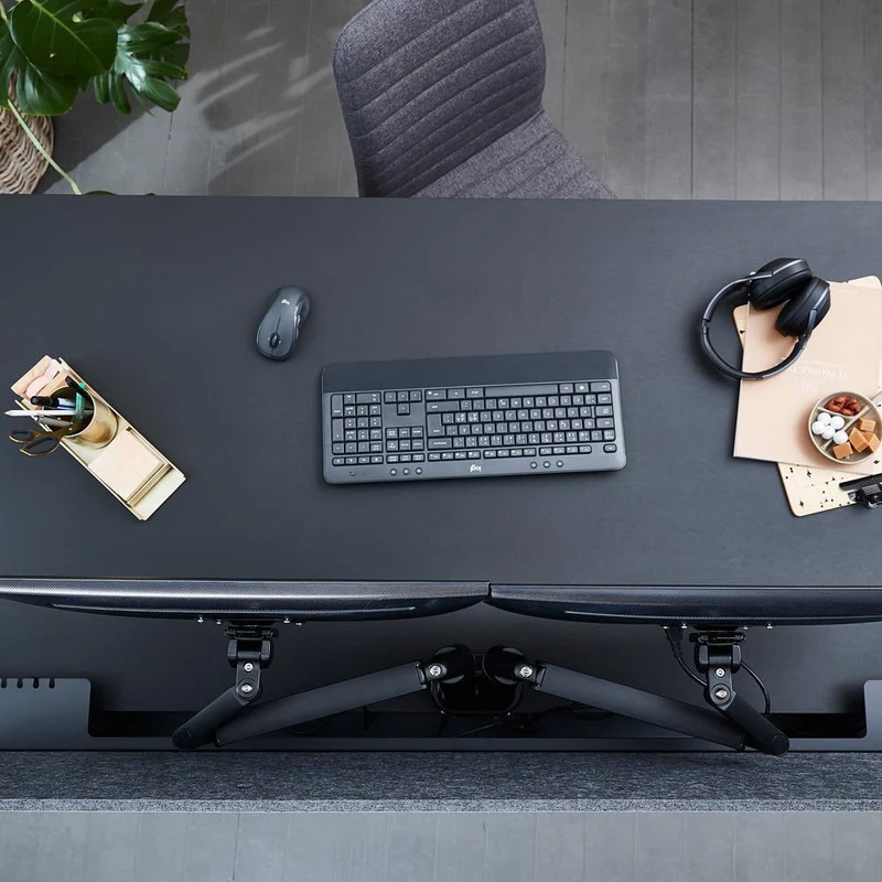 Monitor Halterung | Monitorarm | 2 Monitore | Tischklemme & Tischdurchführung