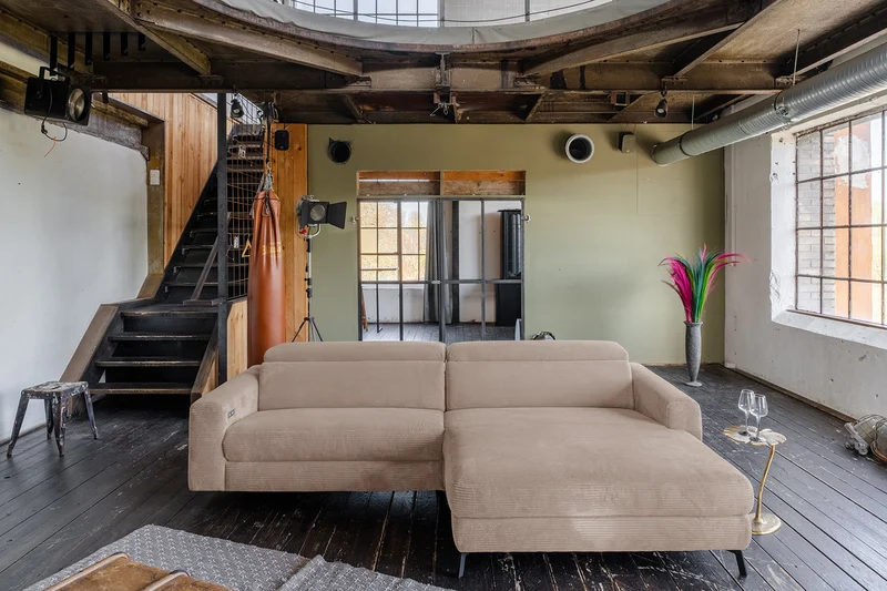 KAWOLA Sofa LAISKA Ecksofa Relaxfunktion teilmotorisch Cord taupe
