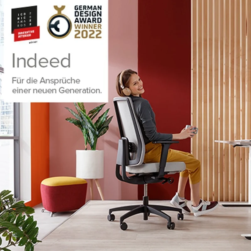 Ergonomischer Bürostuhl Dauphin INDEED MESH ID 7056_SLP mit Lordosenstütze | Netzrücken | Schwarz