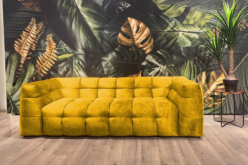 KAWOLA Sofa ROSARIO 4-Sitzer Stoff gelb