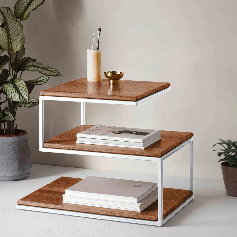 CUBE Schichttisch, Buchenholz, Farbe Nussbaum