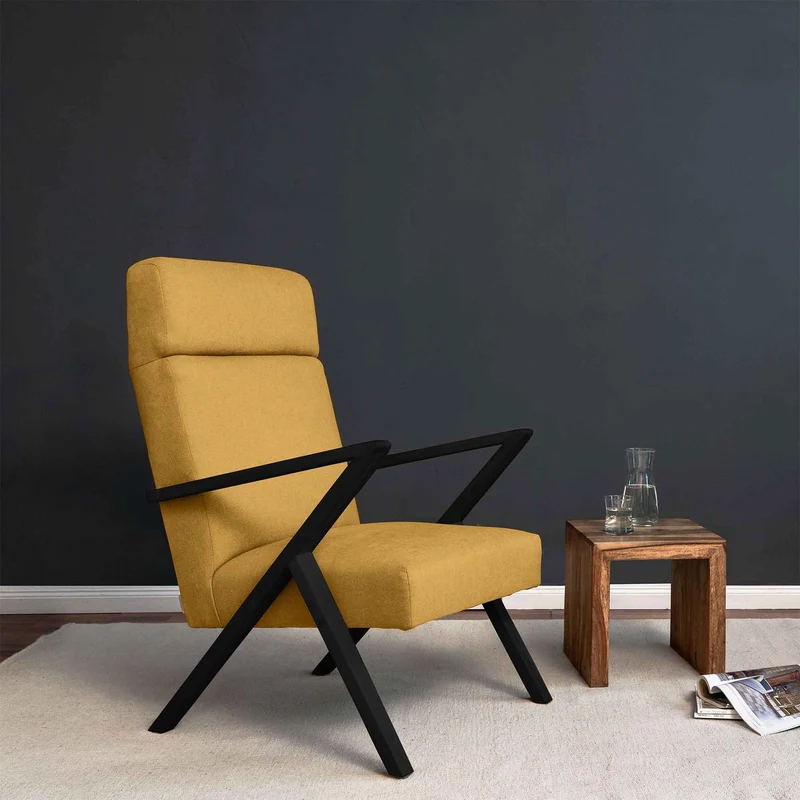 RETROSTAR Lounge Chair, Gestell aus Buchenholz, schwarz lackiert