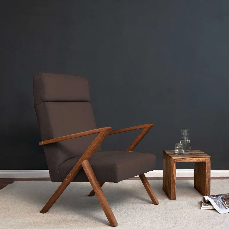 RETROSTAR Lounge Chair, Gestell aus Buchenholz, Farbe Nussbaum